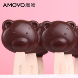 amovo魔吻纯可可脂 手工黑巧克力熊孩子棒棒糖生日儿童节礼物