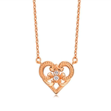 香港代购周生生专柜正品18K玫瑰色黄金钻石心形吊坠套链项链