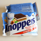 德国进口 knoppers 牛奶榛子巧克力威化饼干10小包