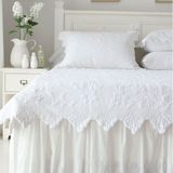 韩国代购 白色欧式床盖 美式床垫床褥 纯棉韩式绗缝床单