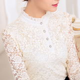 蕾丝衫女2016春秋装新款韩版女装上衣冬季修身显瘦打底衫长袖衬衫