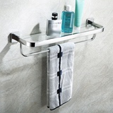 304不锈钢浴室玻璃置物架壁挂 卫生间化妆品架毛巾架 可单双层架