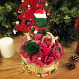 王子花店 格陵兰的祝福永生花蛋糕花盒礼盒圣诞礼物苔藓圣诞熊