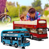 儿童玩具车合金双层公交车伦敦巴士仿真汽车模型音乐回力车汽车