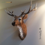 一片叶子创意仿真鹿头壁挂壁饰动物头挂件欧式复古牛头墙上装饰品