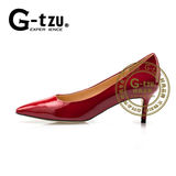 GTZU 春季新款纯色漆尖头中跟高跟鞋欧美时尚女士单鞋潮2567