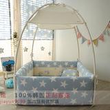 韩国直手工作 婴儿广木棉地床 睡床游戏栏带玩具吊架 儿童床