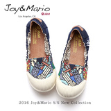 jm快乐玛丽女鞋2016夏季新款 帆布鞋女平跟手绘低帮懒人鞋63058W