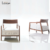 北欧单人沙发椅设计师椅定制休闲椅实木尚景同款配套椅 会所椅