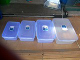 4个扣盒可微波长方形塑料保鲜盒 密封冷藏盒 食物收纳盒储物盒