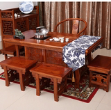 现代中式实木茶台仿古功夫茶几茶桌椅组合南榆木将军桌仿古家具