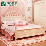 韩式田园床欧式双人床1.5 1.8米白色实木床高箱储物床公主床婚床