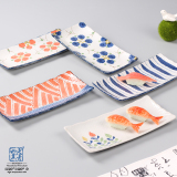 盘子日式手绘陶瓷餐具创意烧烤刺身平盘碟子长方形家用寿司饺子盘