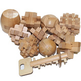 精品榉木古典益智玩具孔明锁 趣味解锁礼物 取宝 12姐妹十八罗汉