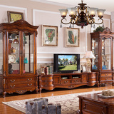 美式电视柜酒柜组合套装 欧式实木红酒柜电视机柜 客厅影视柜地柜