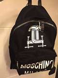 Moschino/莫斯奇诺 双C字母走秀款黑色双肩包背包书包