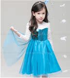 2015新款韩国蕾丝女童秋冬长袖连衣裙儿童公主裙冰雪奇缘艾莎裙子
