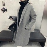 韩国2015秋冬新款韩版毛呢西装领中长款加厚宽松款羊绒呢子女大衣