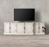法式乡村实木家具美式欧式  橡木复古电视柜做旧电视柜