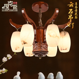 奢华中式古典吊灯 云石餐厅灯实木大气仿古个性客厅灯具灯饰6头
