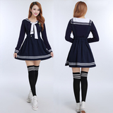 2015秋冬装日系女水手服制服学生校服班服长袖T恤两件套背带短裙