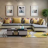 顾家布艺沙发现代简约大小户型客厅转角皮布沙发组合家具B001-1