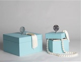 中式蓝色皮质珠宝盒 时尚家居摆件样板房卧室创意首饰盒结婚礼物