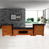 包邮 简约现代中式大理石实木三合一组合电视柜客厅家用住宅家具