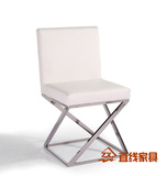 简约时尚不锈钢餐椅白色PU皮革椅子现代洽谈椅凳子餐桌椅新款5009