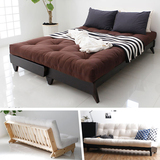 现代实木沙发床可折叠1.5米双人布艺可拆洗沙发小户型多功能宜家