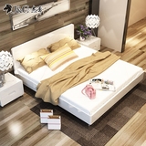 杰希家具 板式床简约现代烤漆床白色双人床1.8米婚床特价单人床