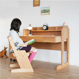 儿童学习桌椅套装带书架可升降实木写字桌子家用小学生书桌写字台