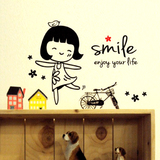 快乐女孩 卡通儿童房间卧室装饰门贴橱柜贴橱窗贴 幼儿园布置贴画