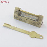 赢领 仿古中式小箱子锁扣柜门木箱抽屉铜锁头4.2cm横开挂锁