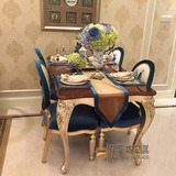 新古典餐桌椅欧式长方形餐桌椅组合后现代样板房间实木雕花餐桌椅