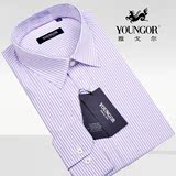雅戈尔中年长袖衬衫条纹专柜正品 商务纯棉免烫男士衬衣TP18114