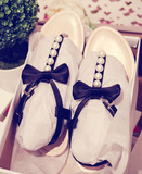 日系TITTY&CO珍珠夹脚凉鞋女罗马鞋复古小香风甜美波西米亚沙滩鞋
