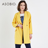 ASOBIO 2016春装新中长款纯色英伦风衣女 百搭薄款修身