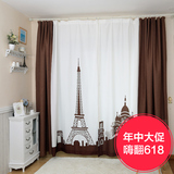 AB款简约现代高档宜家韩式个性窗帘铁塔城堡定做窗帘成品遮光卧室