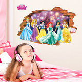 迪士尼3D纳米公主破墙贴纸 儿童房男孩卧室床头装饰人物墙贴