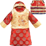 冬季儿童新年唐装男童阿哥服小中童过年衣服长袍马褂三件套装棉服