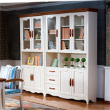 实木书柜 地中海现代简约宜家带门2门3门书柜自由组合家具 订制