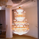 欧式蜡烛1.2 1.5米水晶大吊灯旋转楼梯长吊灯别墅中空客厅灯8029