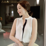 立领雪纺衫短袖2016夏装韩版宽松显瘦时尚白衬衫露肩上衣女士衬衣