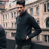 VIISHOW2016春装新款夹克外套 欧美印花棒球衣男 jacket衫修身黑