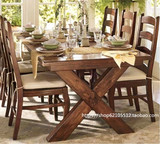 简约LOFT风格铁艺实木餐桌椅美式复古餐桌咖啡厅桌椅组合会议桌椅