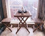 新品实木双人餐桌椅组合折叠咖啡厅户外茶桌茶几简易休闲快餐桌子