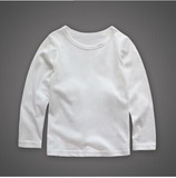2016春装新款童装女童男童儿童纯棉全棉纯白色长袖T恤打底衫特价