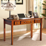 三浩 美式小书桌实木电脑桌台式1米书桌写字桌写字台书台办公桌