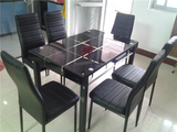 加厚钢化玻璃餐桌椅组合 餐桌 餐椅 饭桌 椅子 成套家具餐厅专用